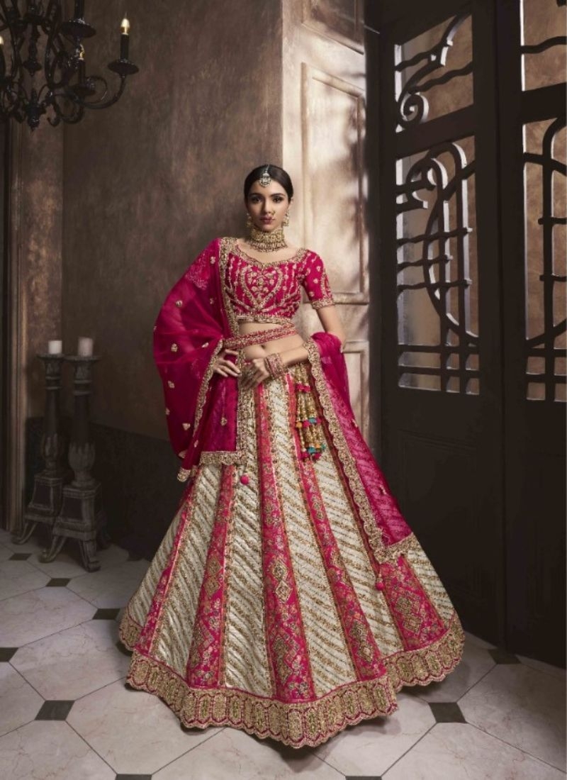 Designer lehenga with beautiful embroidered dupatta in red