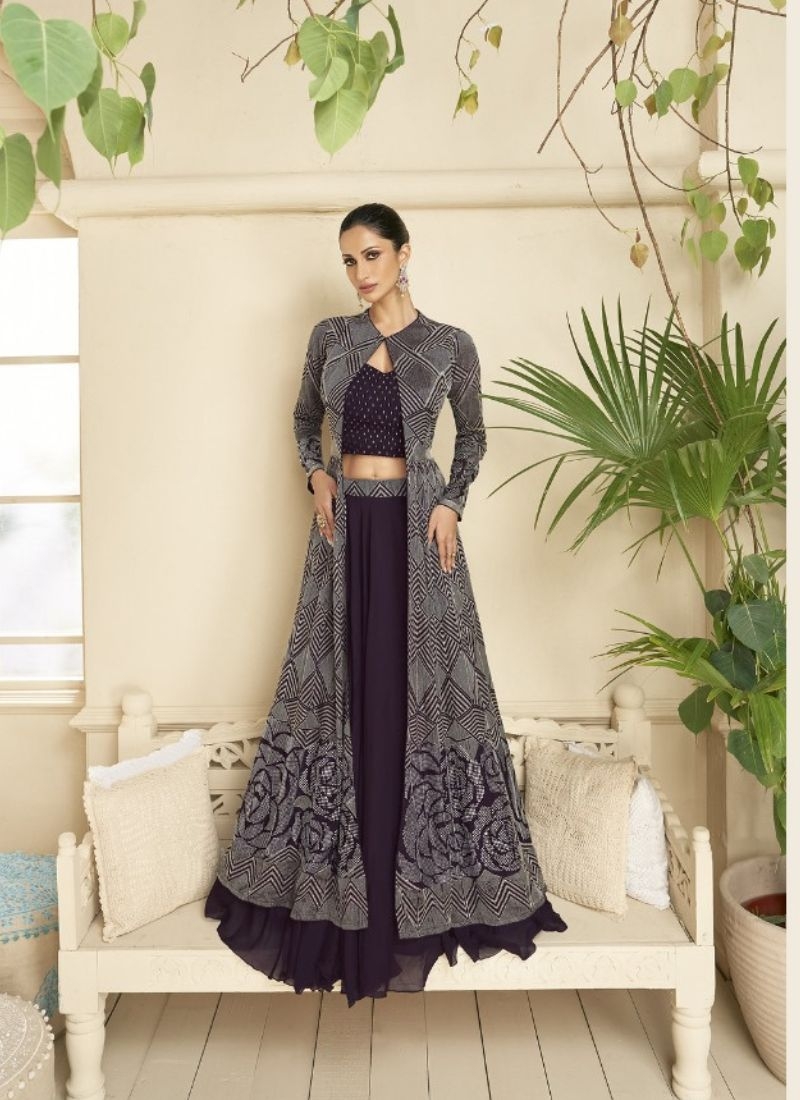 Gorgeous long lehenga choli  in dark purple