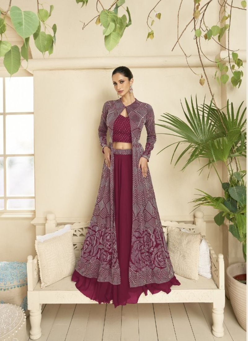 Gorgeous long lehenga choli in maroon