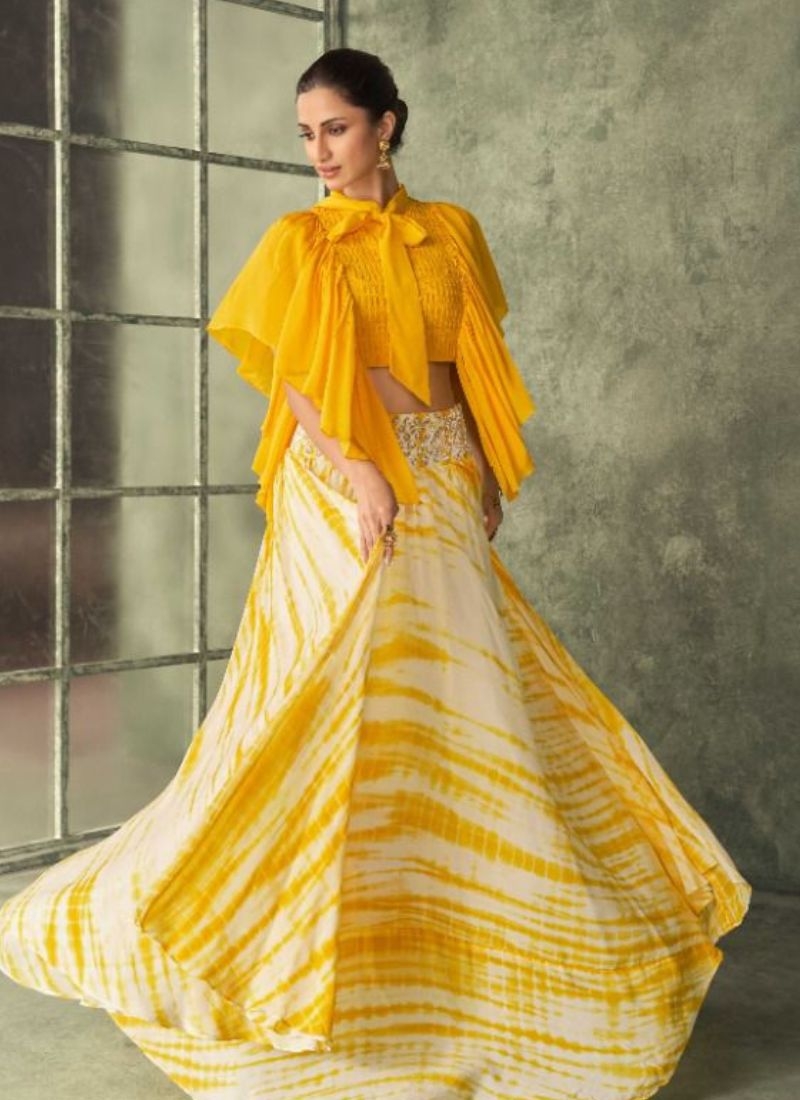 Exquisite georgette lehenga choli with designer dupatta in yellow