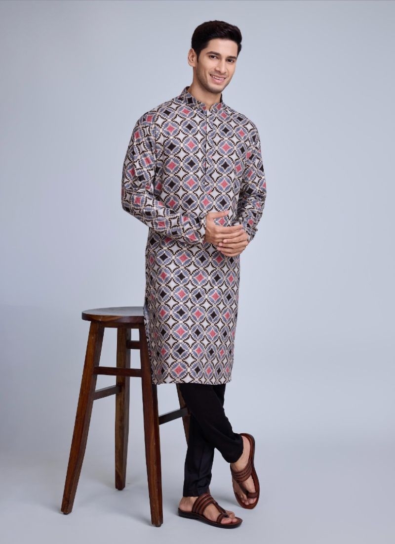 New cotton Kurta pajama with foil printing in pink