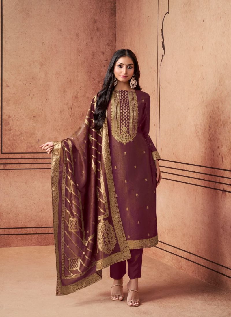 Designer Resham embroidery pant suit  in maroon