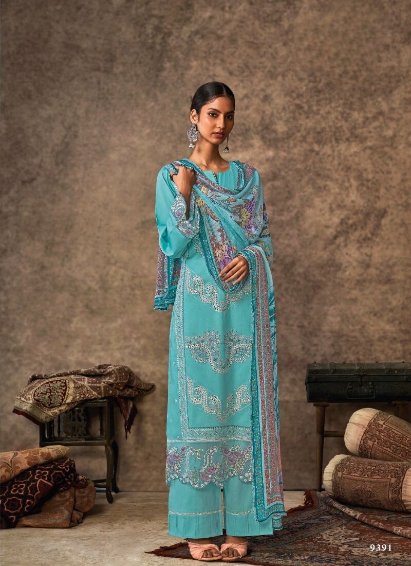 Designer digital printed palazzo suit in blue