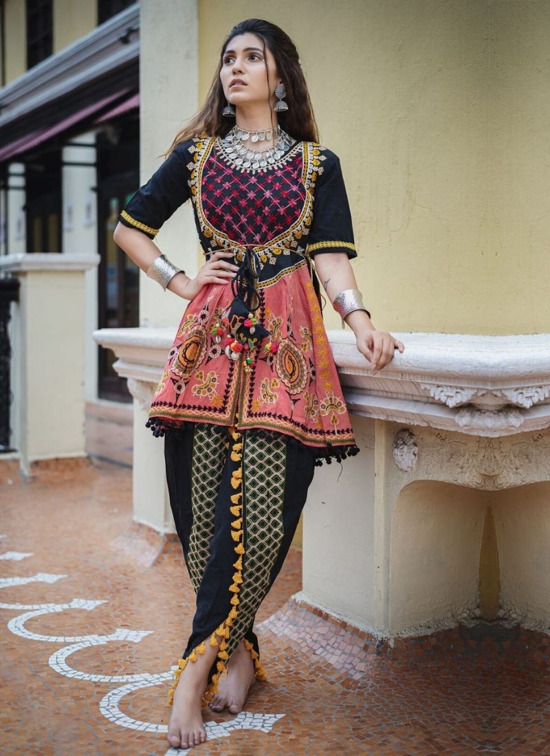 Beautiful embroidered navratri salwar suit in black