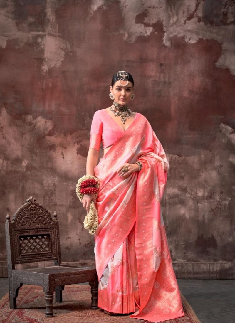 Amazing digital printing silk saree in baby pink