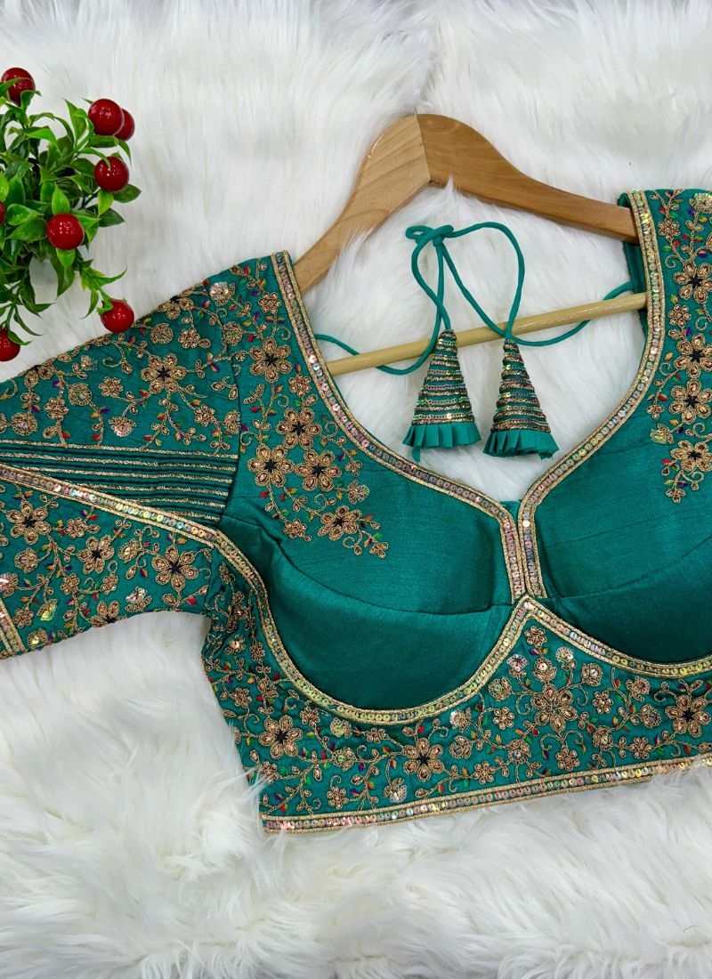 Gorgeous embroidered silk blouse in blue