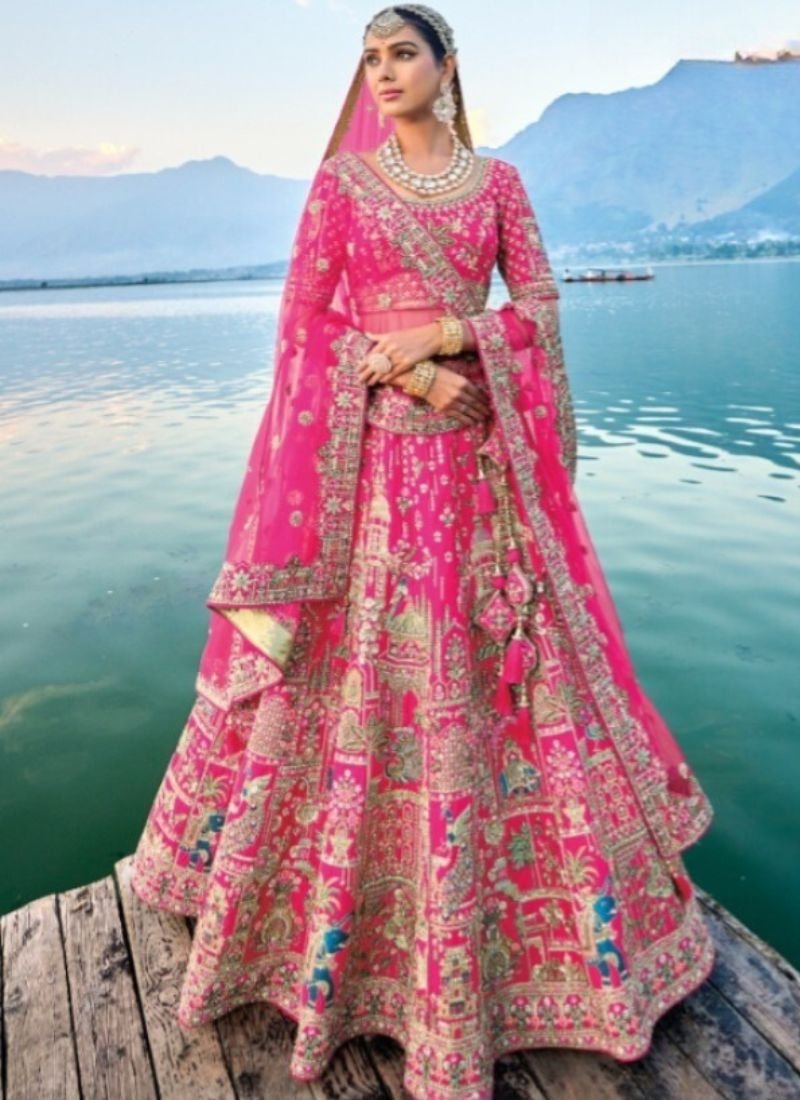 Elegant silk traditional lehenga choli in pink