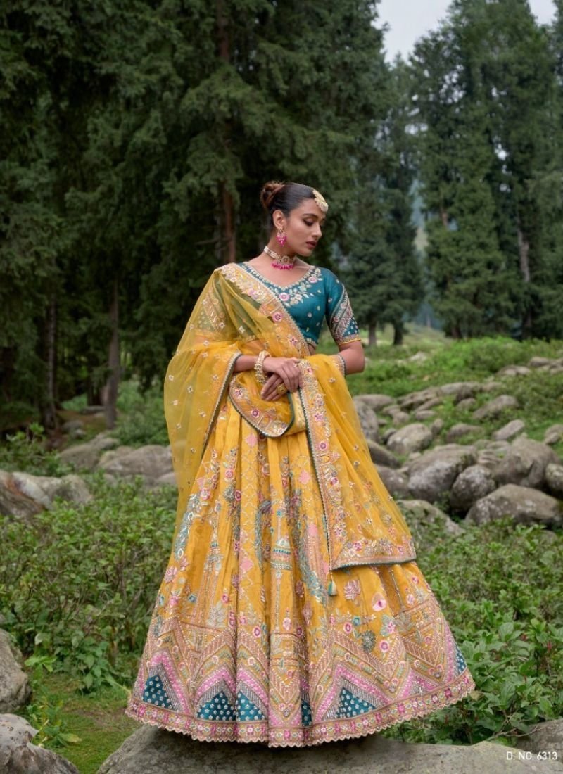 Elegant silk traditional lehenga choli in yellow