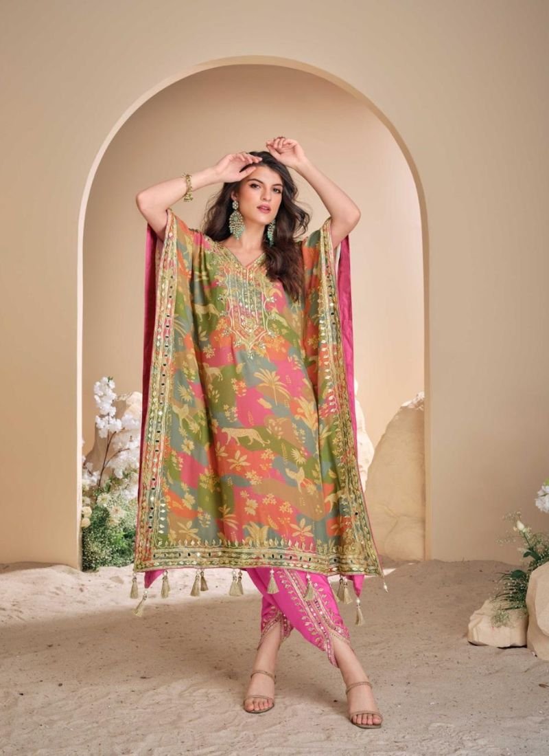 Stunning hand mirror embroidered simar organza silk salwar suit in light green