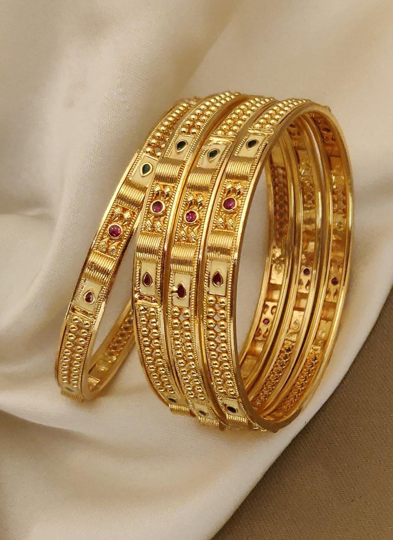 Beautiful brass gold plated meenakari bangles in golden