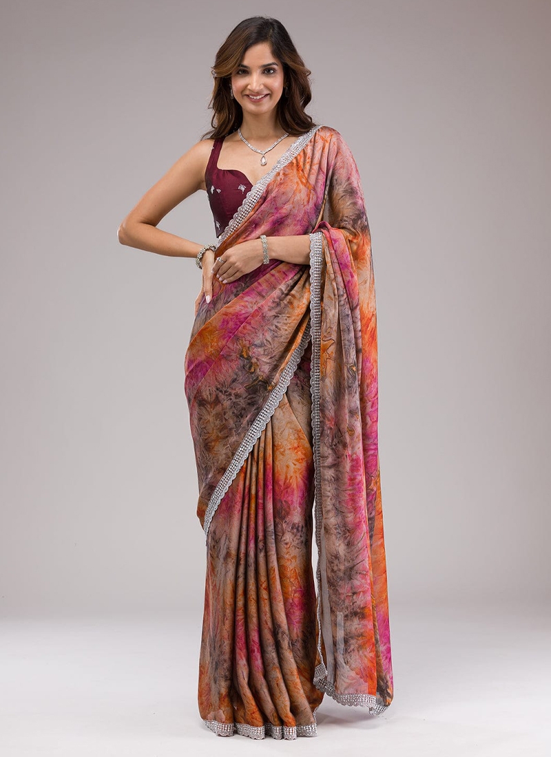 Designer Georgette Saree In Multi Color