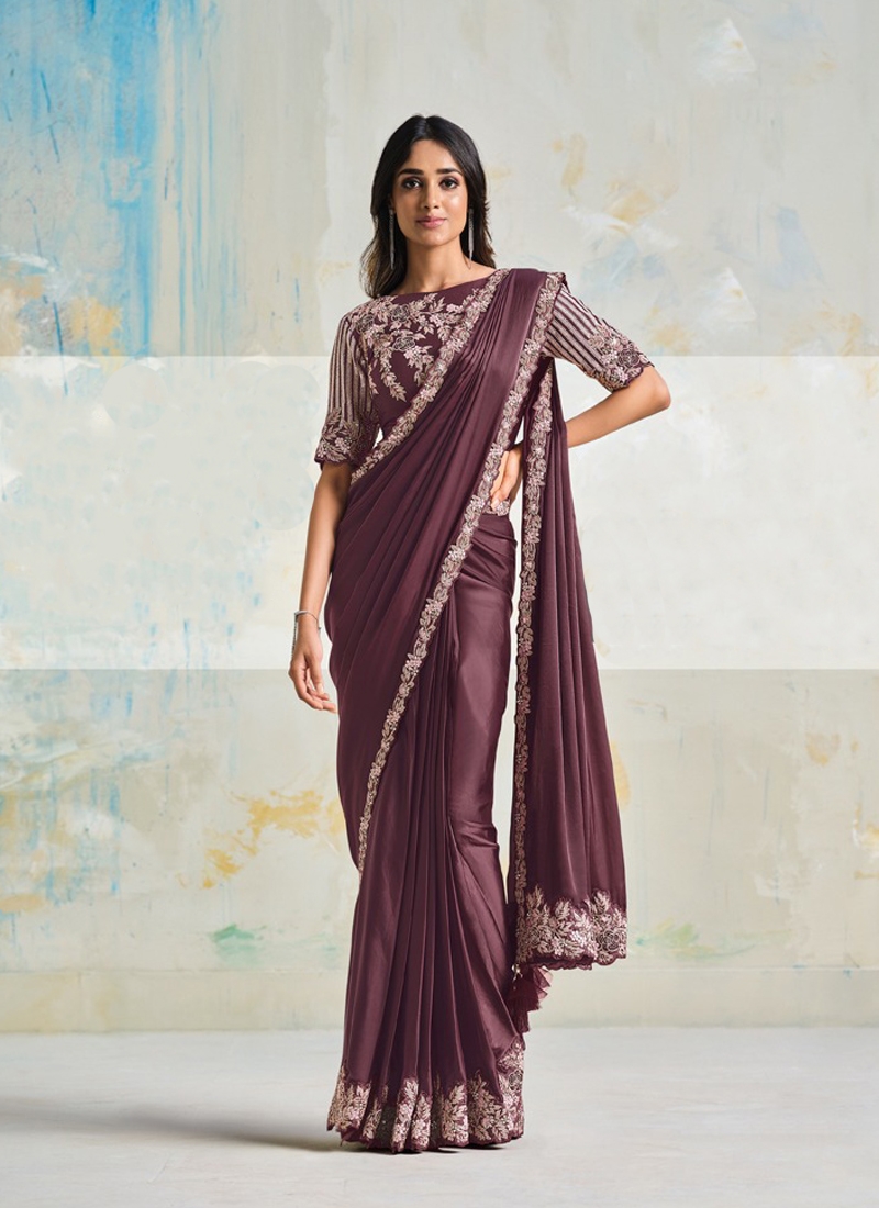 Designer Ready to Wear Saree in Purple