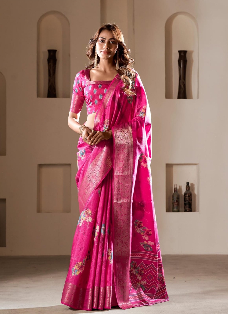 Soft Dola Silk Saree in Pink