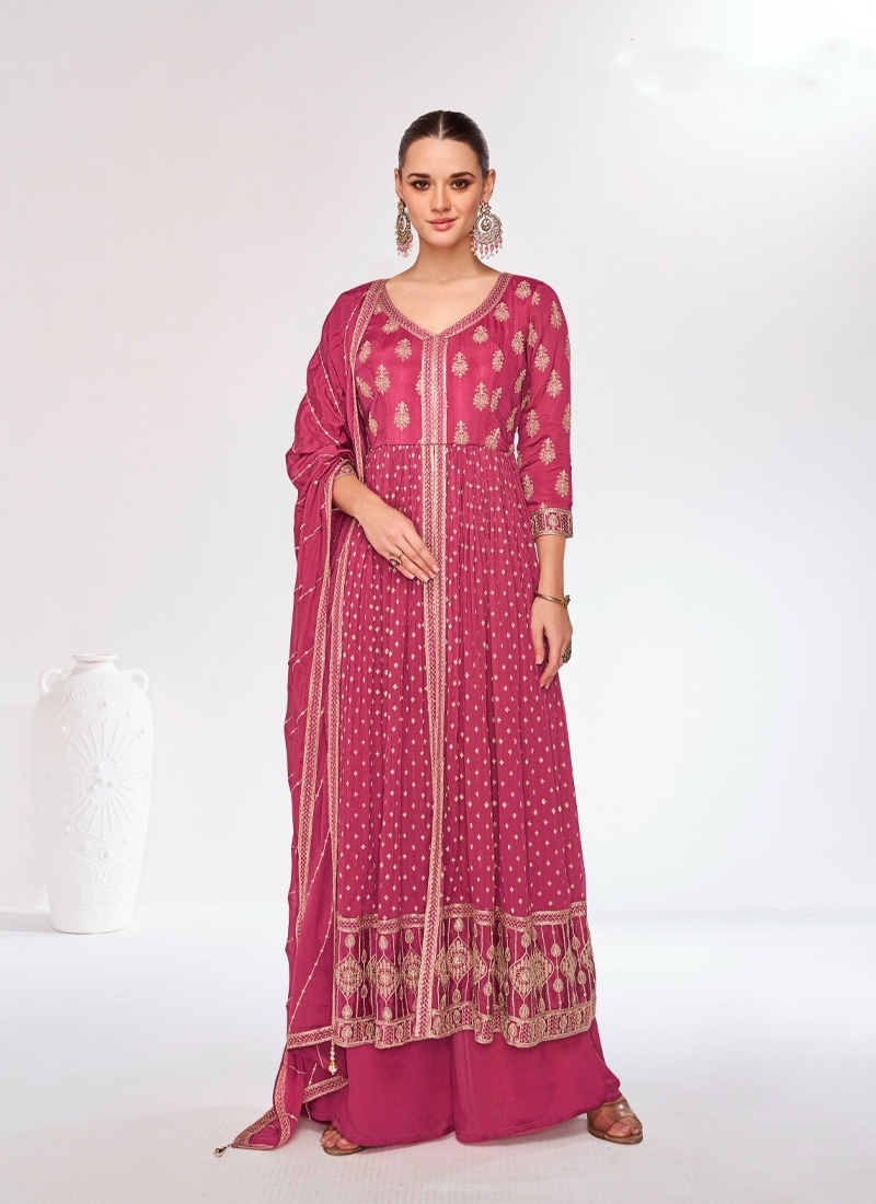 Long Georgette Kurta palazzo set in Pink