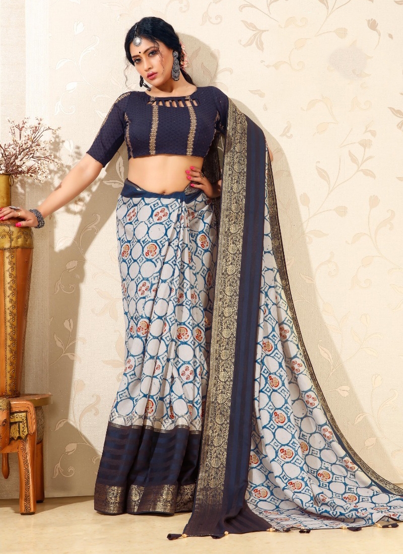 Partywear dola silk saree in Blue