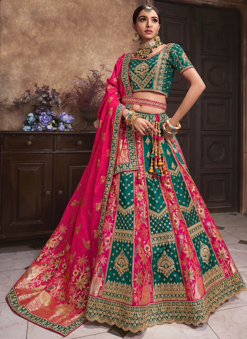 Amazing silk work Bridal lehenga in Blue