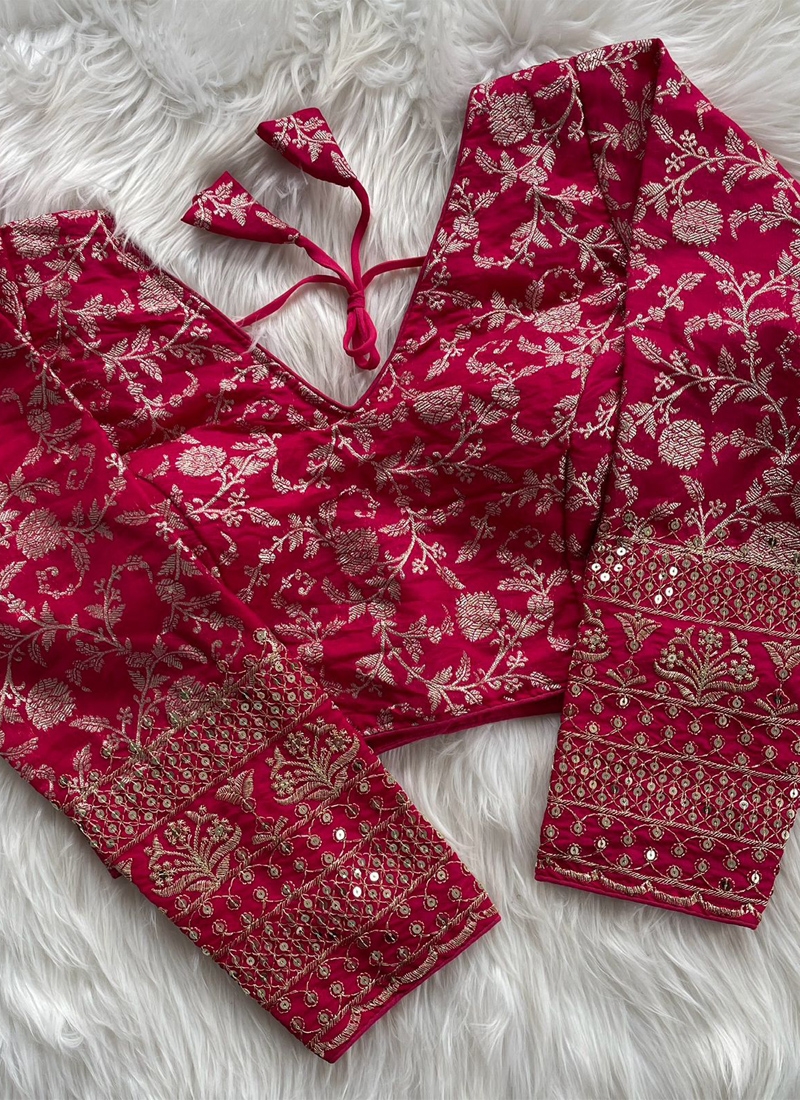 Trendy dola silk blouse with zari work in Pink