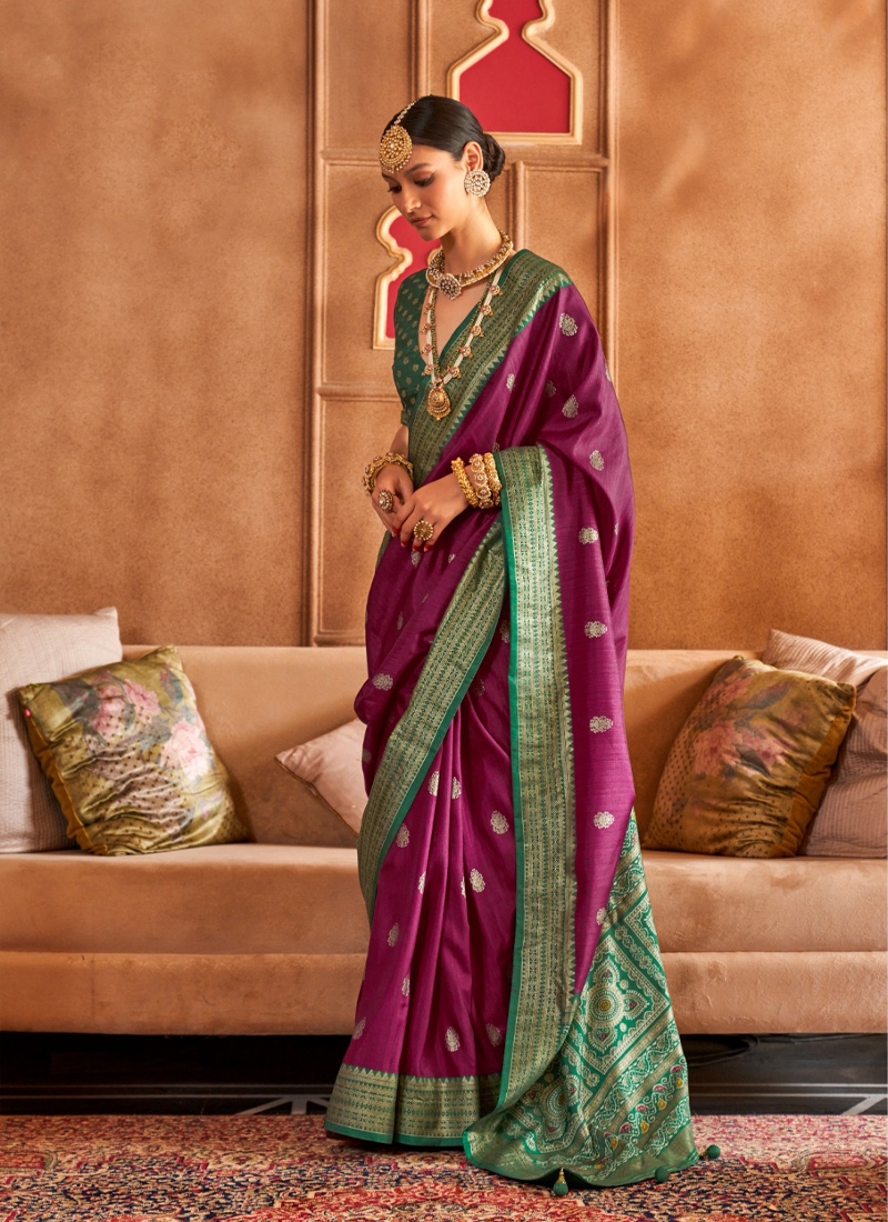 Traditional and designer silk saree in purple