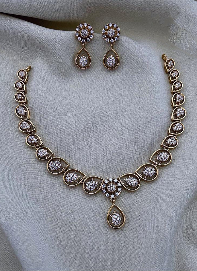 Beautiful AD/CZ necklace set with white stones