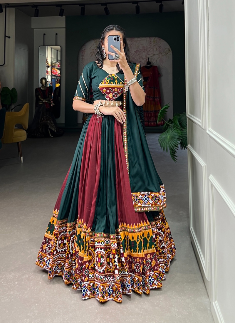 Navratri special lehenga choli with real mirror work in maroon