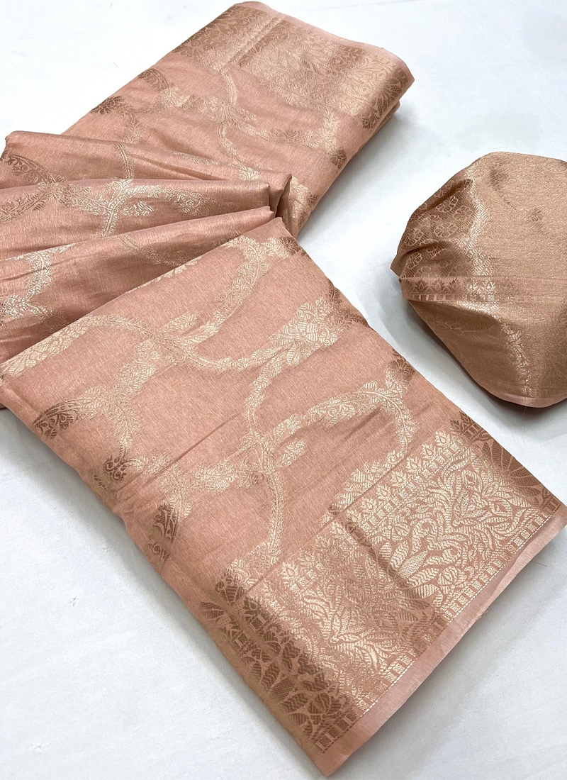 New jacquard pattern saree in light pink