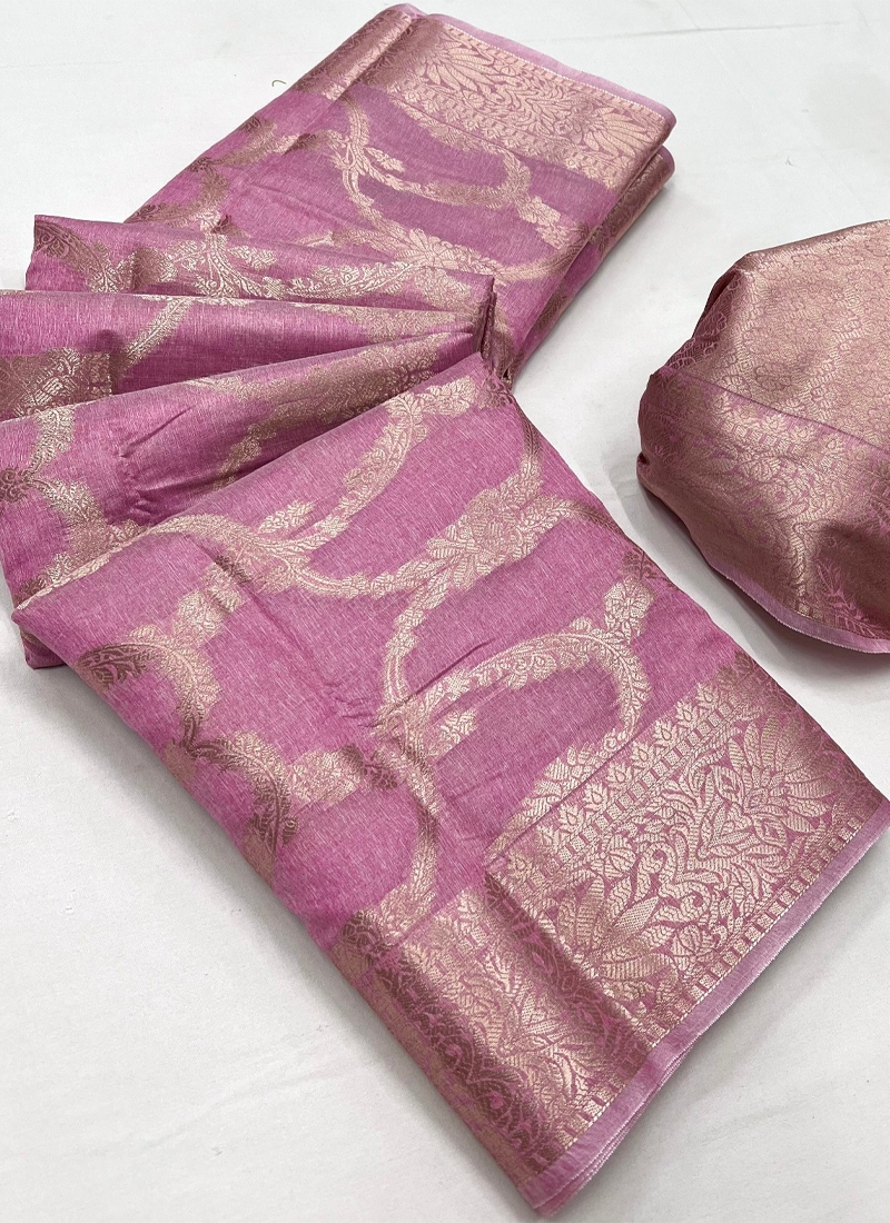 New jacquard pattern saree in pink