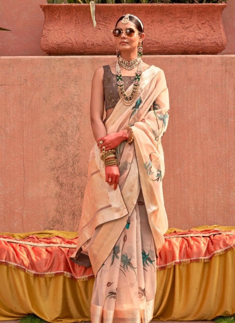 Modern organza silk saree with jacquard design in sky blue