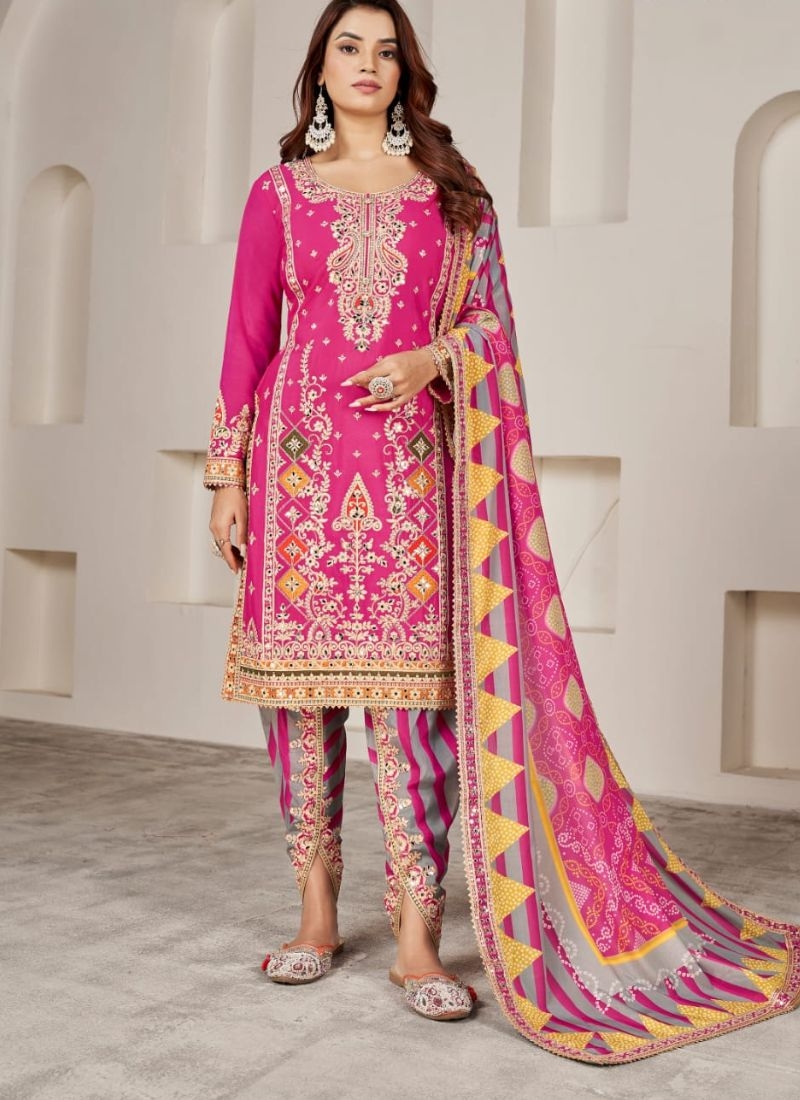 Exquistic punjabi style salwar kurta in pink