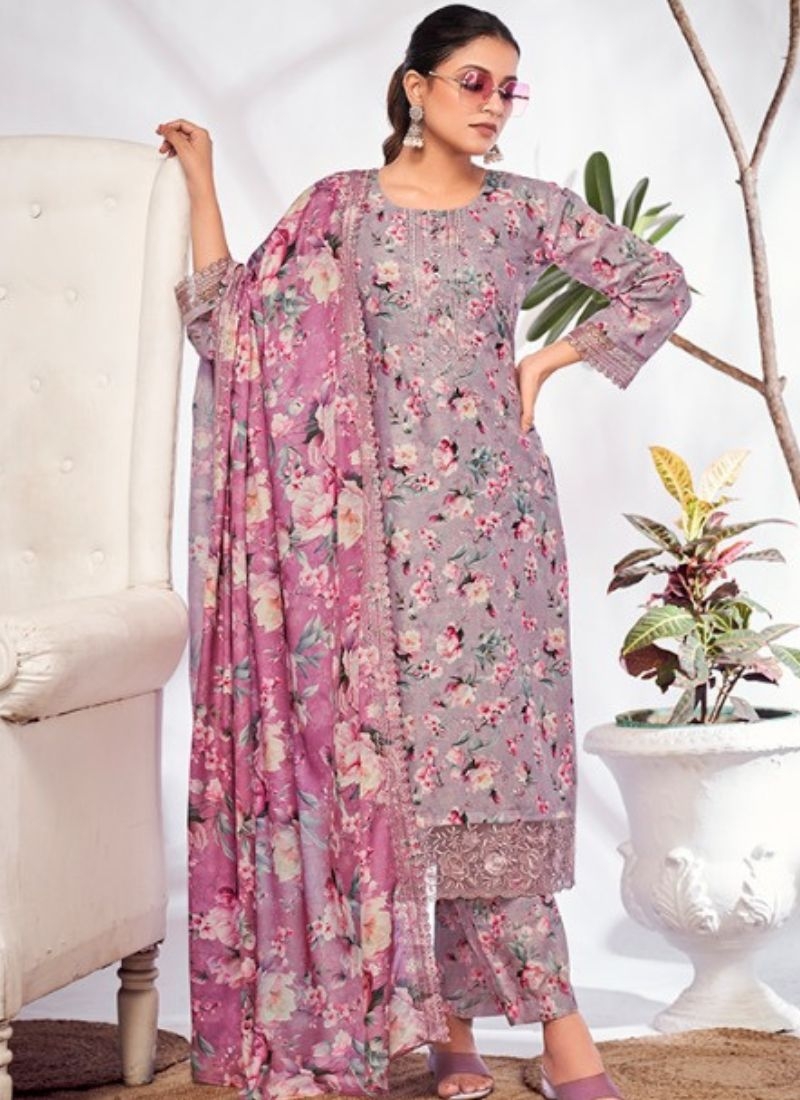 Beautiful floral printed kurta set in pink