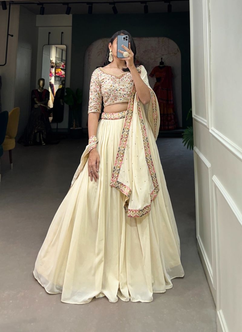 Modern georgette lehenga choli  in off white