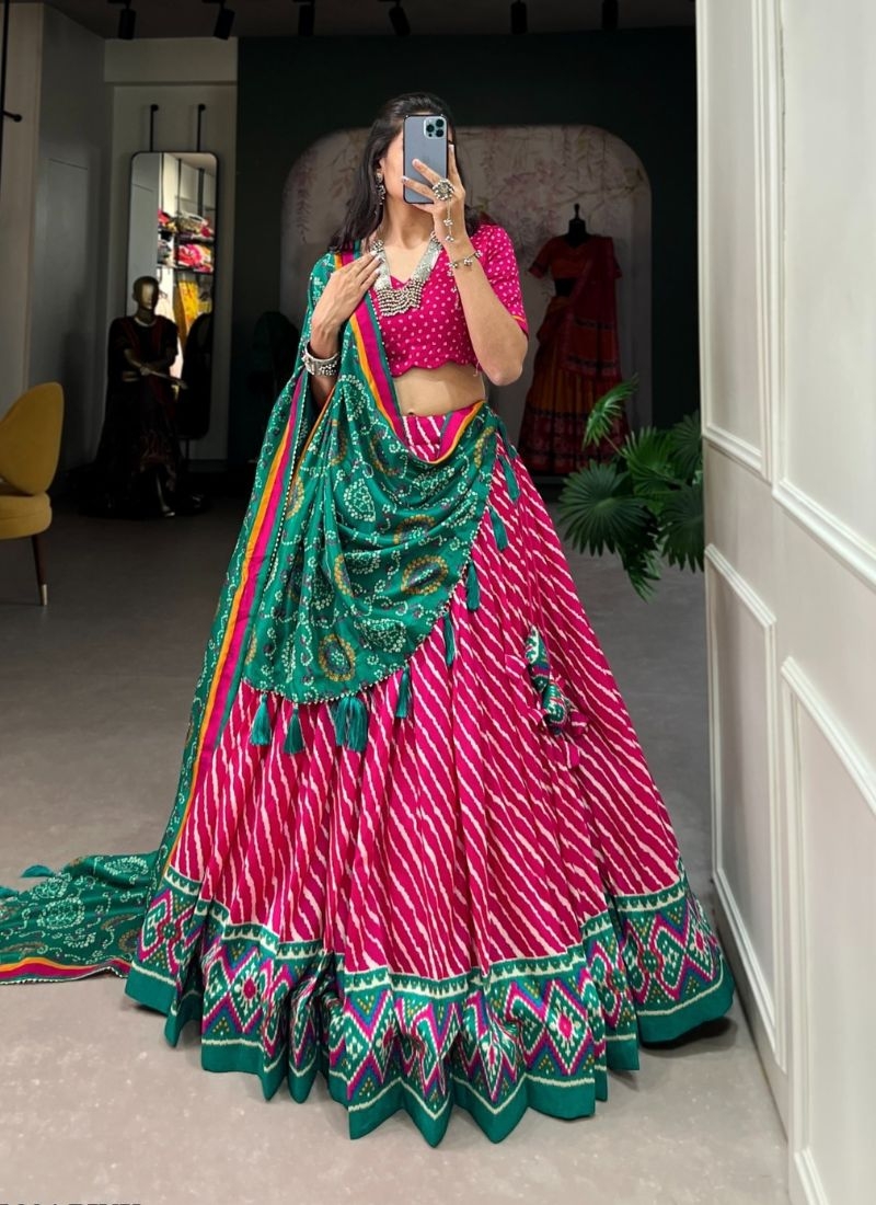 Navratri special lehenga with mirror work embroidery in pink