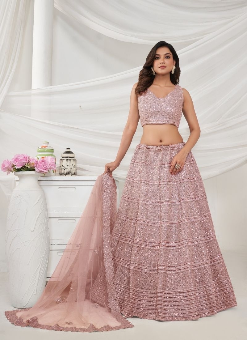 Graceful Lehenga embedded by Thread and Sequin Embellished Lehengas in pink