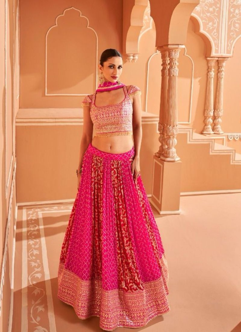 Gorgeous embroidered georgette lehenga choli in pink