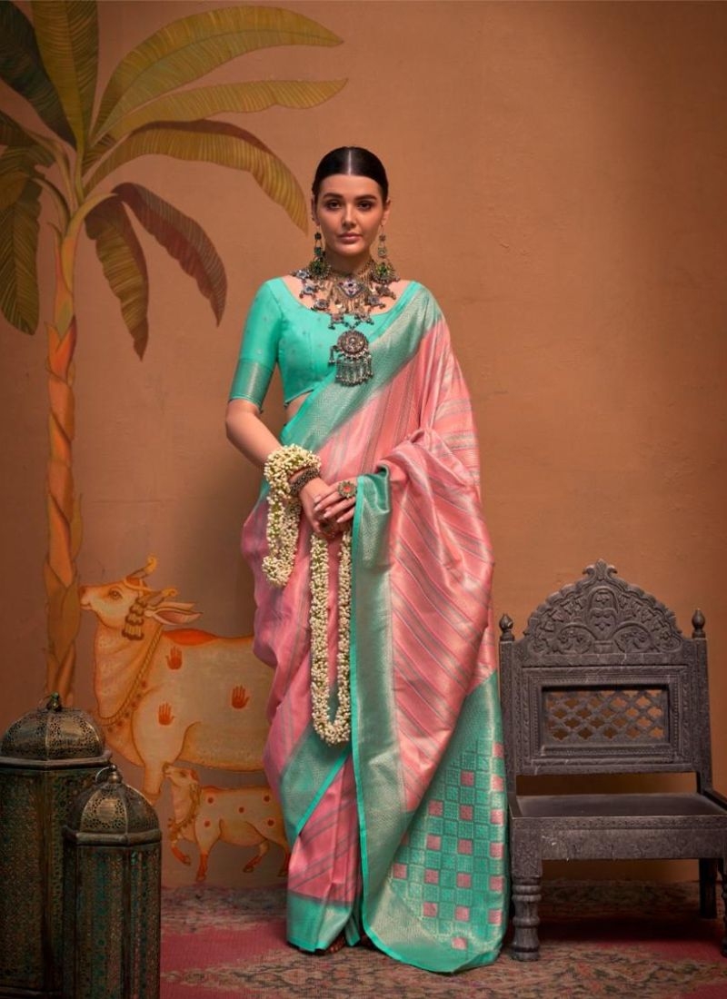 Stunning hand weaving silk saree in pink