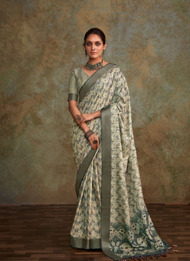 Stunning hand weaving silk saree in grey