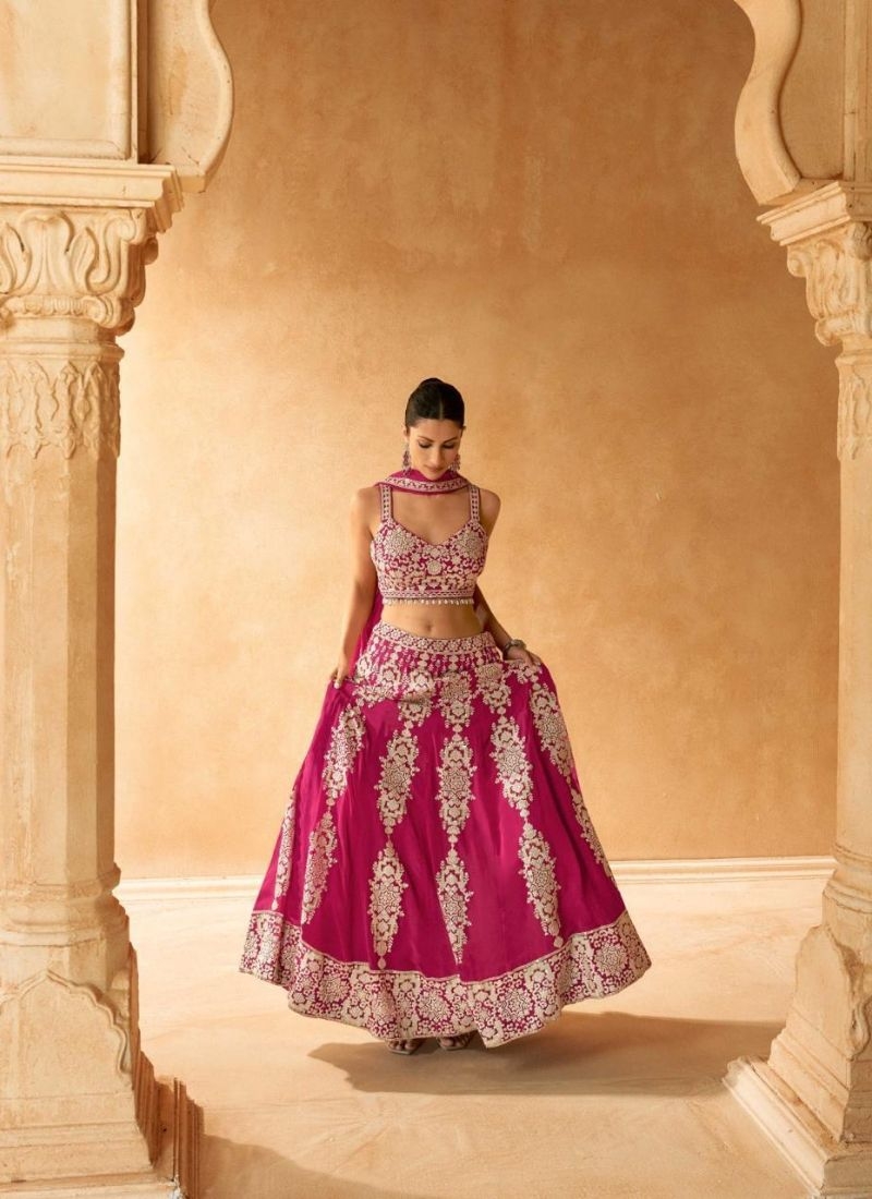 Premium exquisite embroidered georgette lehenga choli in pink