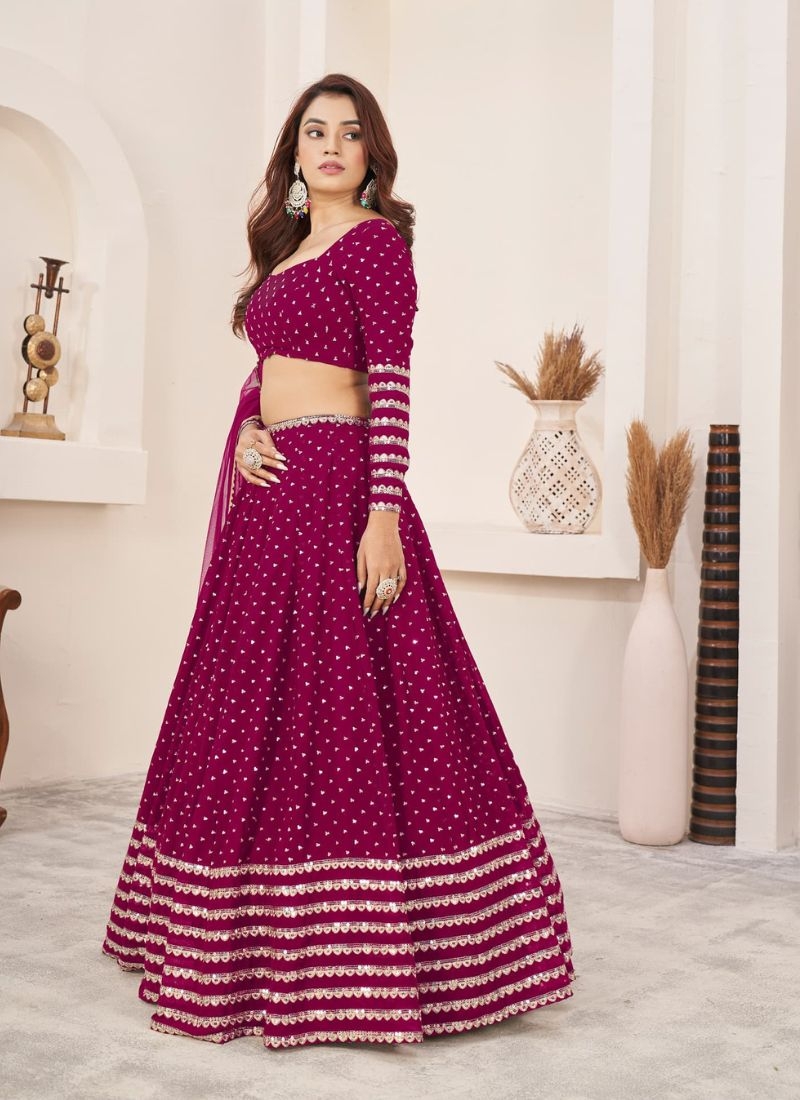 Exquisite embroidered georgette lehenga choli in pink