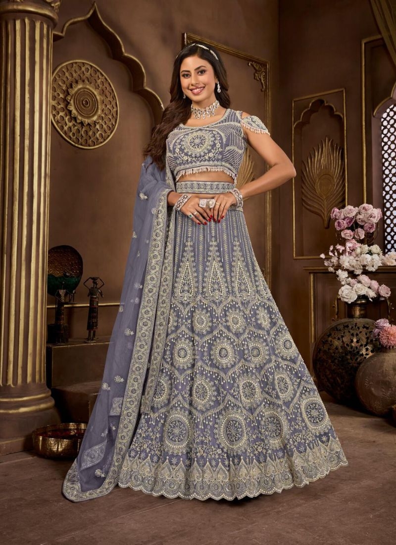 Exquisite designer georgette lehenga choli in purple