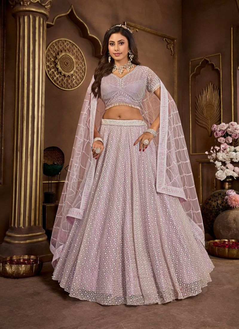 Exquisite designer georgette lehenga choli in Light pink