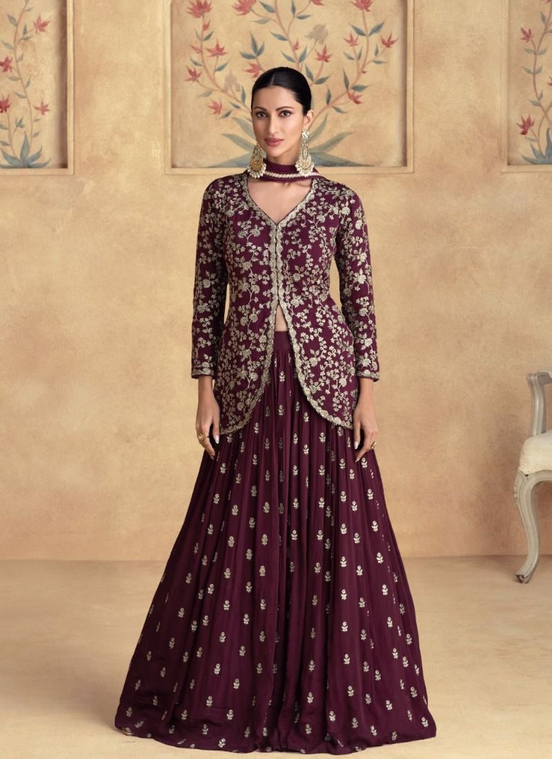 Designer heavy embroidered real georgette lehenga in maroon