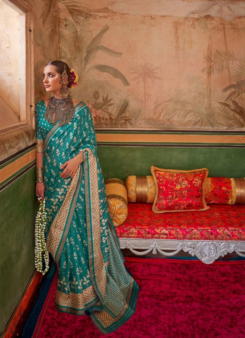 Stunning jacquard weaving silk saree in blue