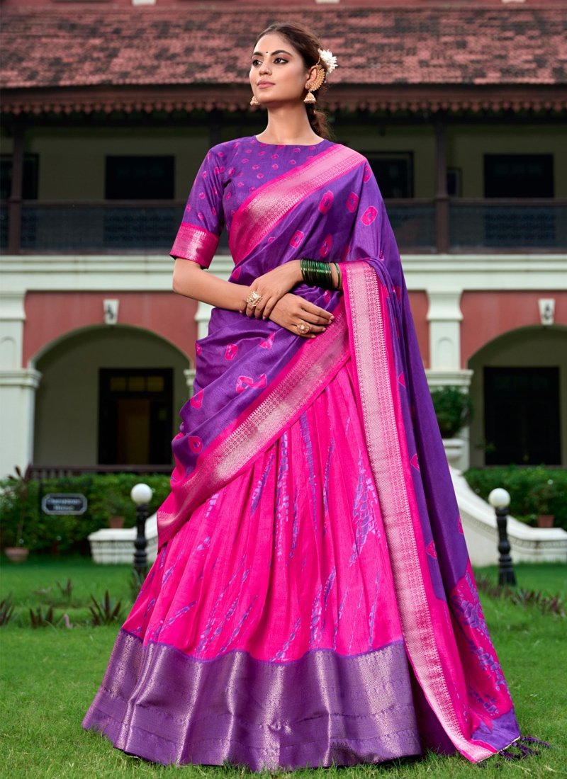 Stunning thread embroidered dola silk lehenga in purple