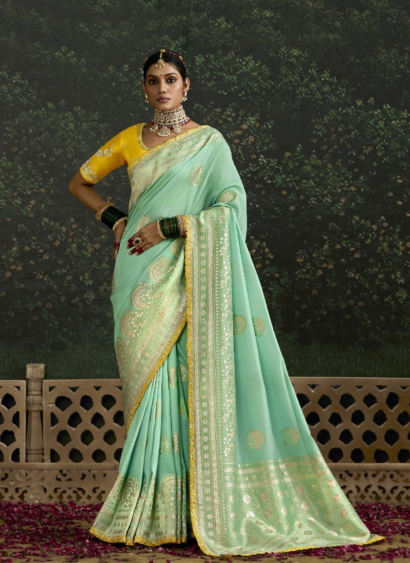 Beautiful zari weaving pure banarasi kanjivaram saree in green