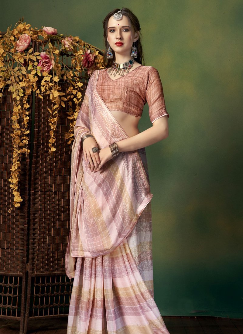 Elegant pattern worked georgette saree in baby pink