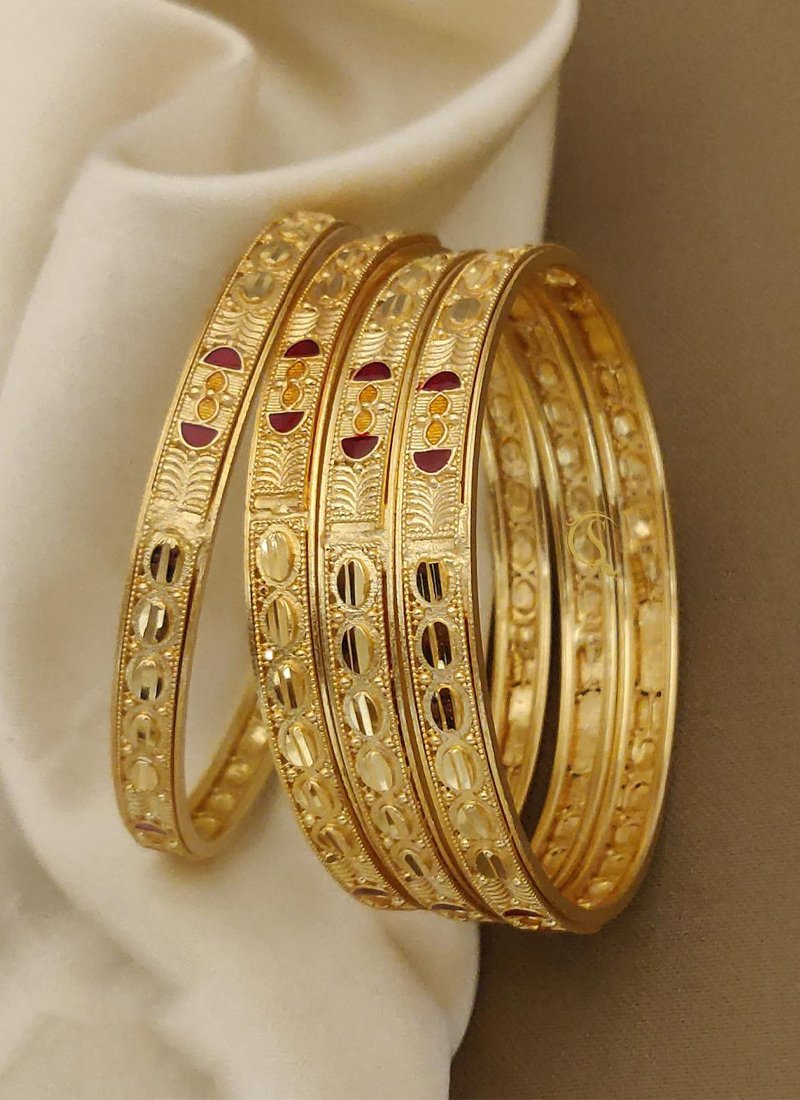 Beautiful brass gold plated meenakari bangles in maroon