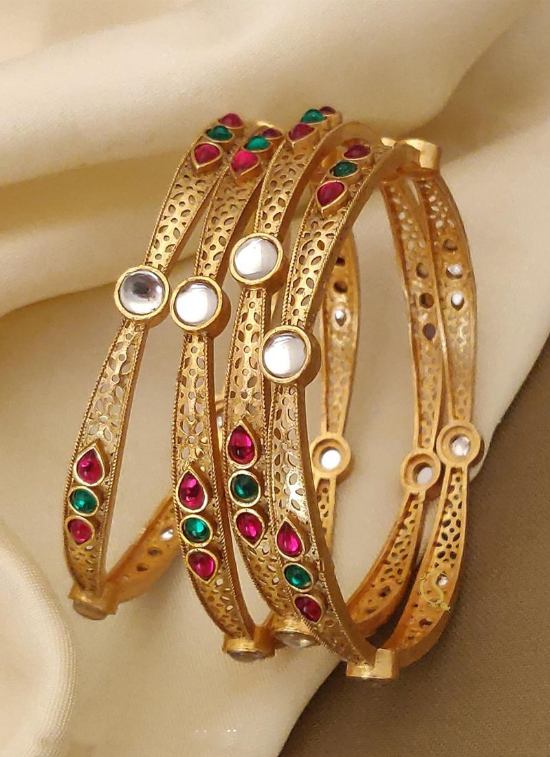 Beautiful brass gold plated meenakari bangles in pastel green