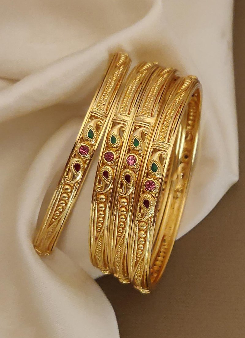 Beautiful brass gold plated meenakari bangles in dark maroon