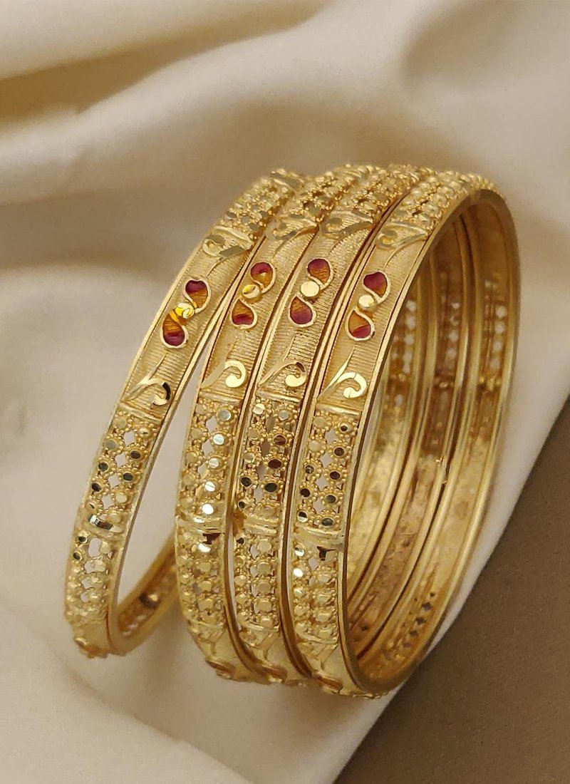 Beautiful brass gold plated meenakari bangles in brown