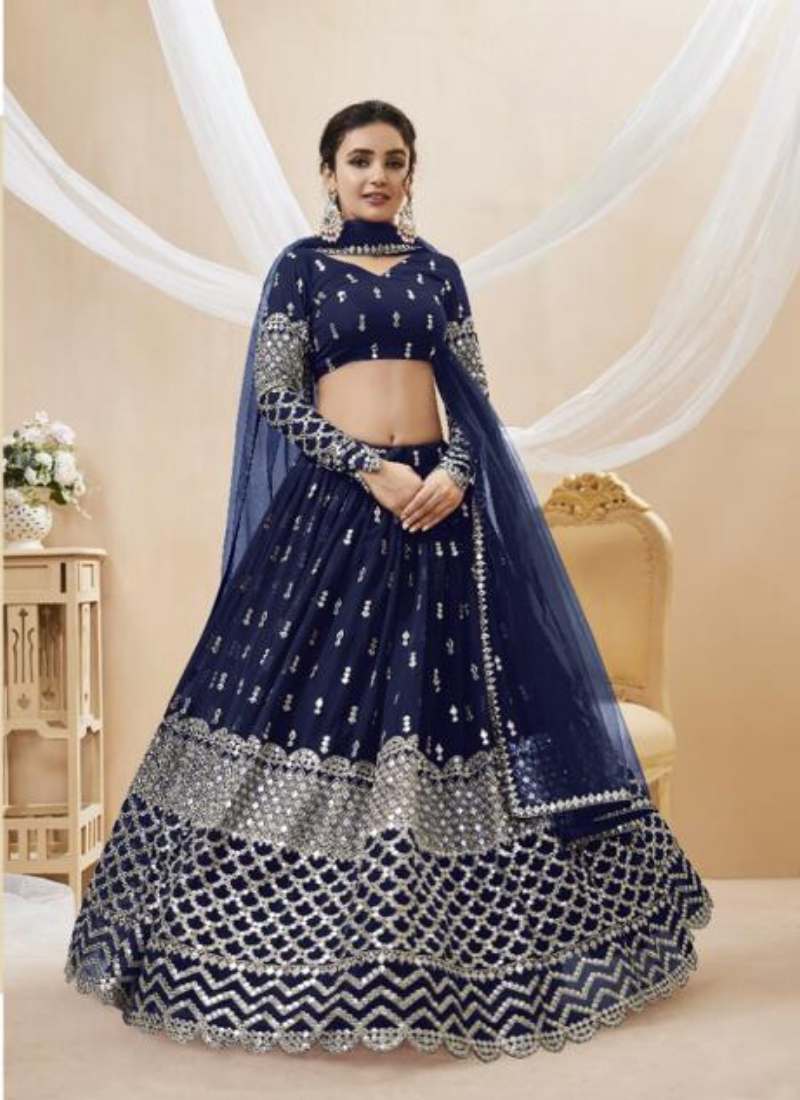 Embroidered Georgette Lehenga In