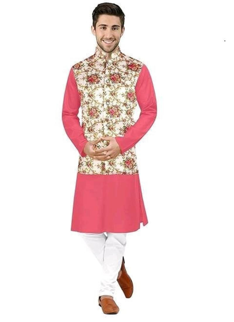 Satin Silk Party Wear Digital Printed Modi Jacket In Off White